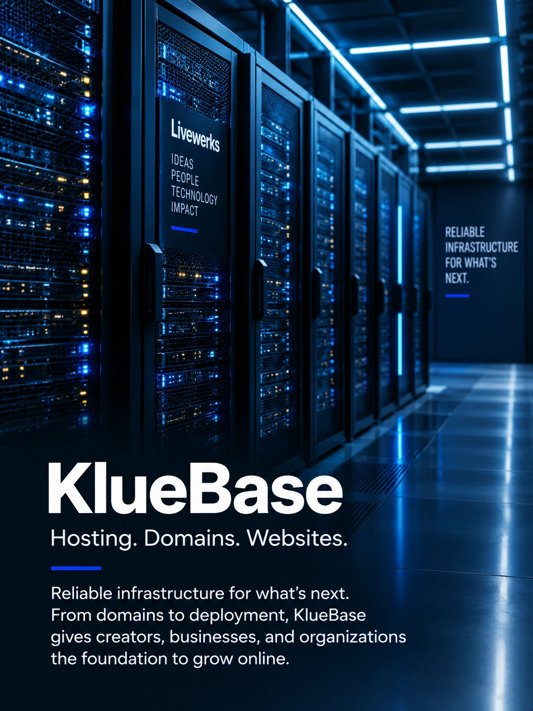 KlueBase illuminated data center and hosting infrastructure.