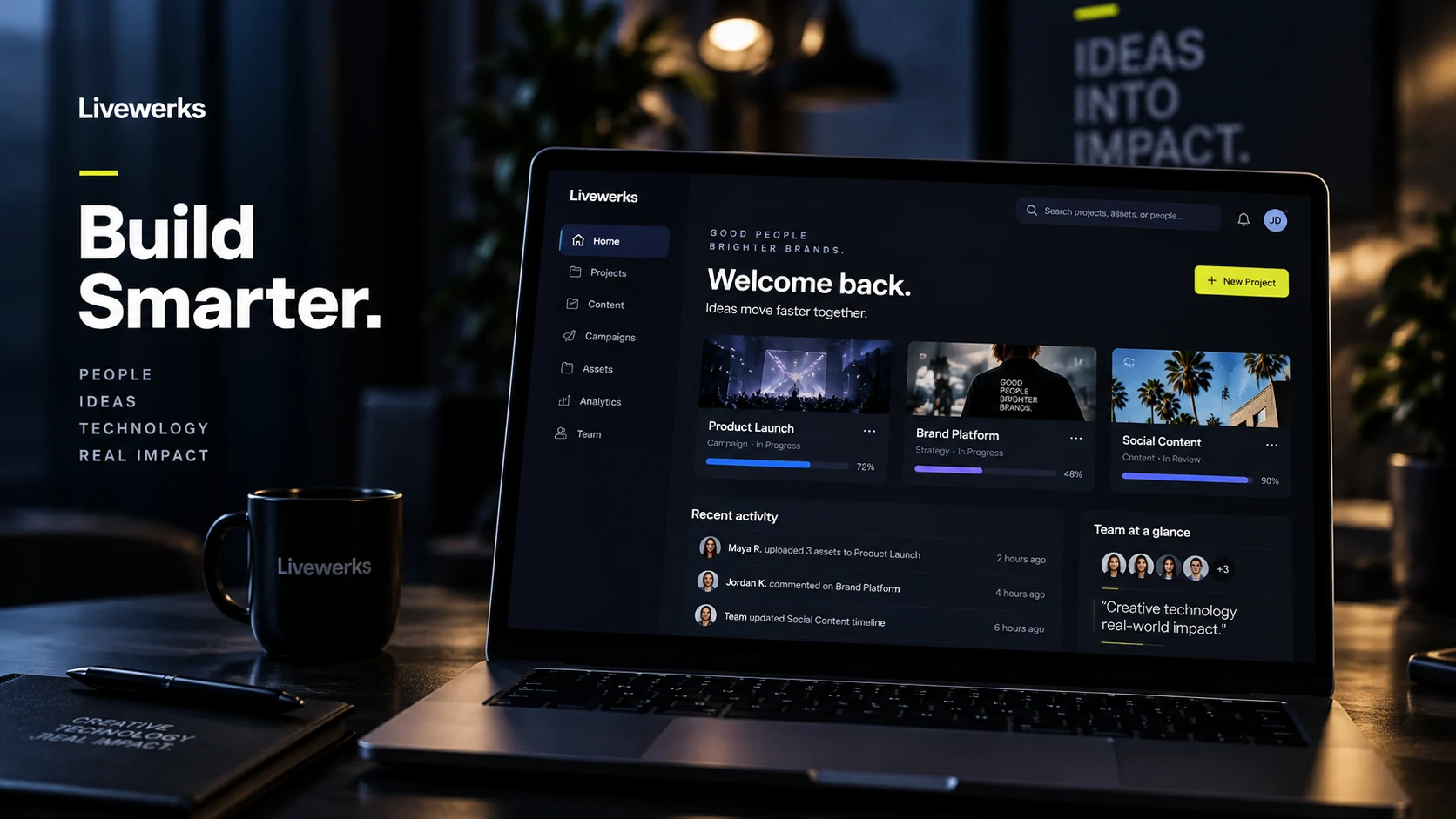 Build Smarter software dashboard on a dark display.